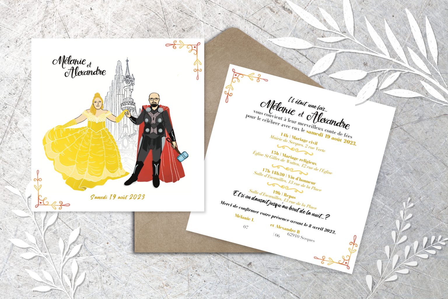 Faire-part Mariage sur-mesure Marvel Disney Princesse Thor Les Carnets de Bichette