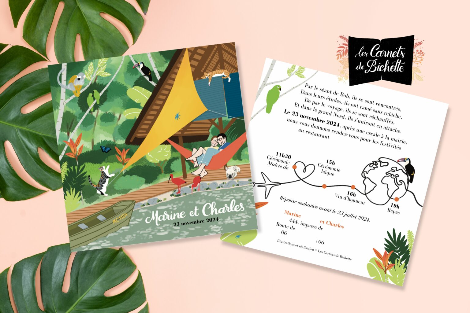 Faire-part de mariage Voyage Les Carnets de Bichette